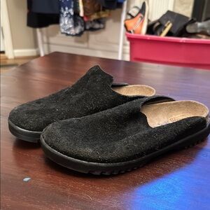 Betula Birkenstock black suede slip on mules size 41